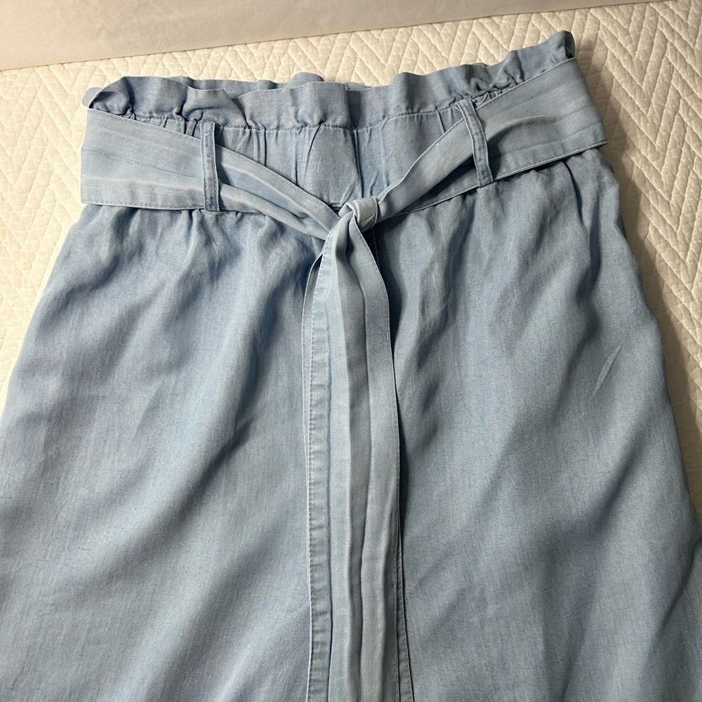Forever, 21 contemporary wide leg gauchos  blue‎ denim look belted high waisted - Picture 8 of 9